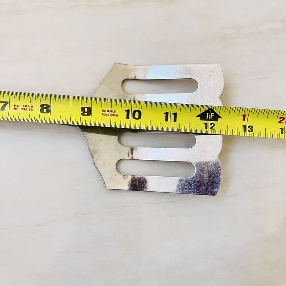 Royal Sharpcutter Stainless Slotted Spatula Turner Scalloped Curved Wood Handle - Picture 10 of 10